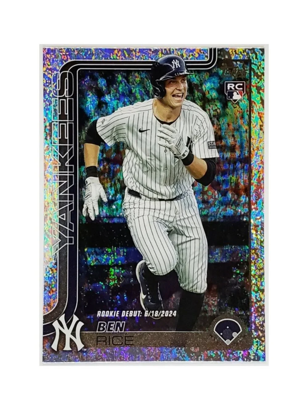 BEN RICE ROOKIE "SANDGLITTER" VARIATION 2025 TOPPS UPDATE #US25, YANKEES - Picture 3 of 3